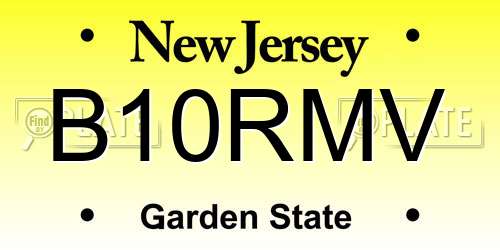 B10RMV New Jersey License Plate