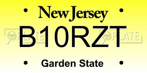 B10RZT New Jersey License Plate