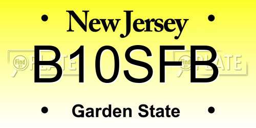 B10SFB New Jersey License Plate