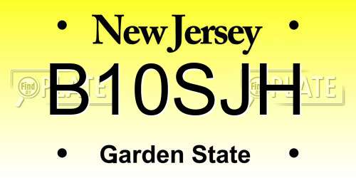B10SJH New Jersey License Plate