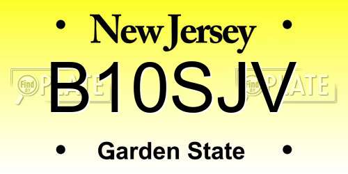B10SJV New Jersey License Plate