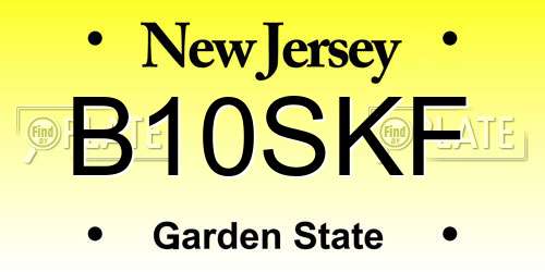 B10SKF New Jersey License Plate