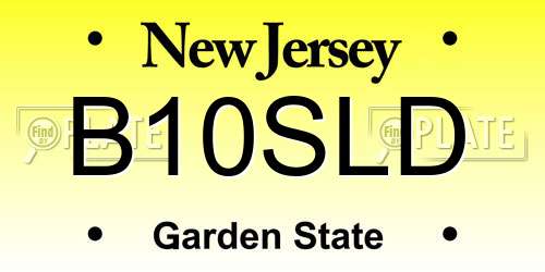 B10SLD New Jersey License Plate