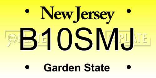 B10SMJ New Jersey License Plate