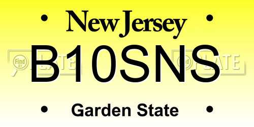B10SNS New Jersey License Plate