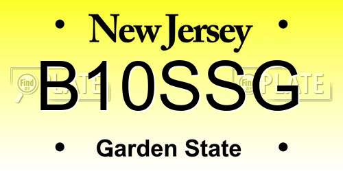 B10SSG New Jersey License Plate
