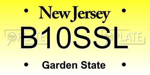 B10SSL New Jersey License Plate