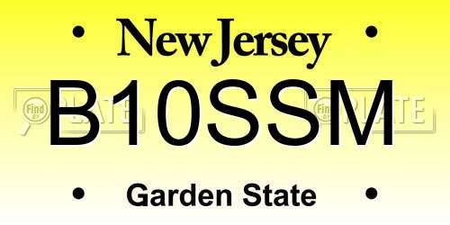 B10SSM New Jersey License Plate