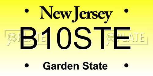 B10STE New Jersey License Plate