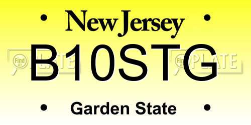 B10STG New Jersey License Plate
