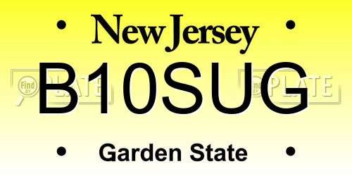 B10SUG New Jersey License Plate