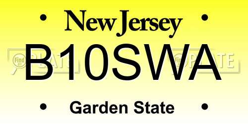 B10SWA New Jersey License Plate