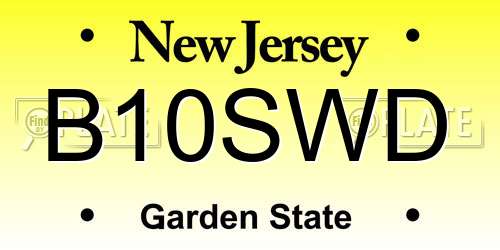 B10SWD New Jersey License Plate