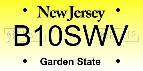 B10SWV New Jersey License Plate