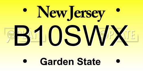 B10SWX New Jersey License Plate