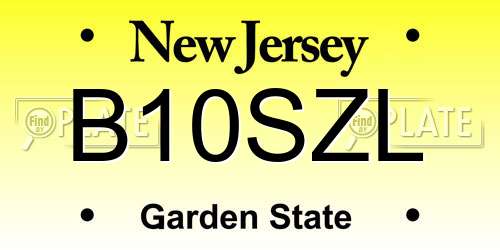 B10SZL New Jersey License Plate