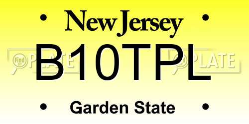 B10TPL New Jersey License Plate