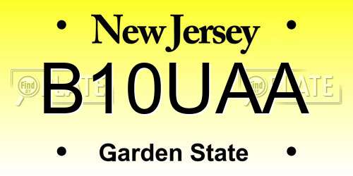 B10UAA New Jersey License Plate