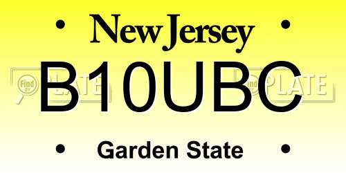 B10UBC New Jersey License Plate