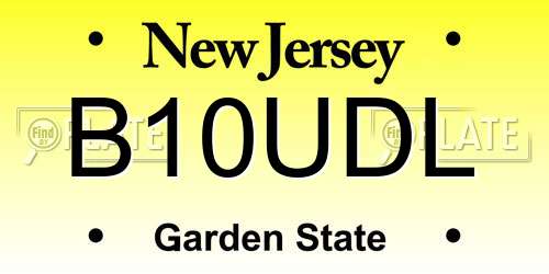 B10UDL New Jersey License Plate
