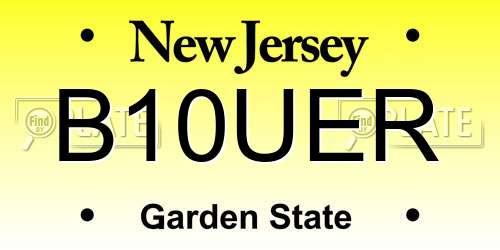 B10UER New Jersey License Plate
