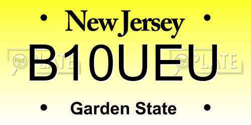B10UEU New Jersey License Plate
