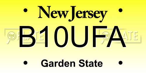 B10UFA New Jersey License Plate