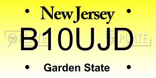 B10UJD New Jersey License Plate
