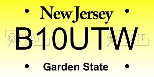 B10UTW New Jersey License Plate