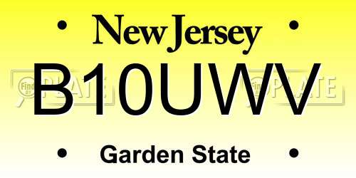 B10UWV New Jersey License Plate