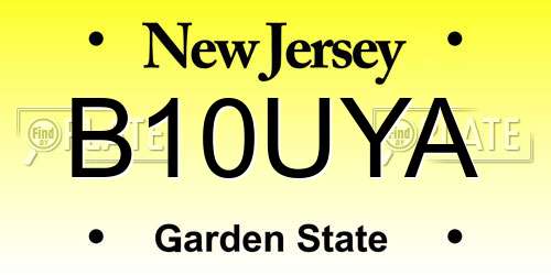 B10UYA New Jersey License Plate