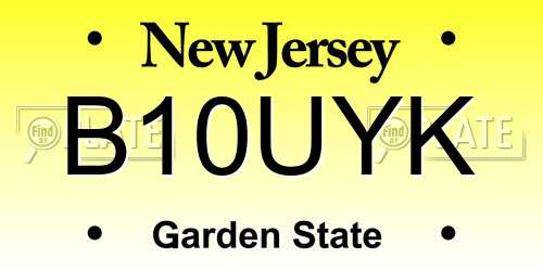 B10UYK New Jersey License Plate