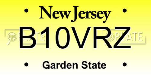B10VRZ New Jersey License Plate