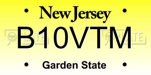 B10VTM New Jersey License Plate