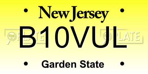 B10VUL New Jersey License Plate