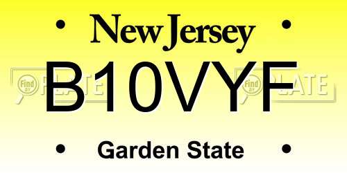 B10VYF New Jersey License Plate