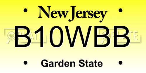 B10WBB New Jersey License Plate