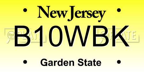 B10WBK New Jersey License Plate