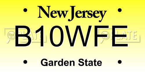 B10WFE New Jersey License Plate