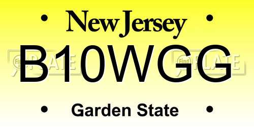B10WGG New Jersey License Plate