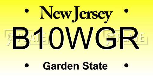 B10WGR New Jersey License Plate