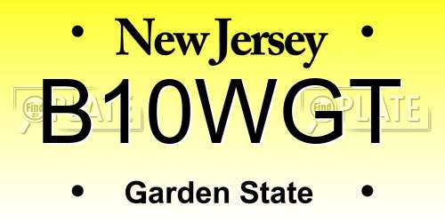 B10WGT New Jersey License Plate