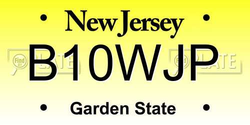 B10WJP New Jersey License Plate
