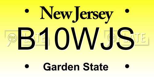B10WJS New Jersey License Plate