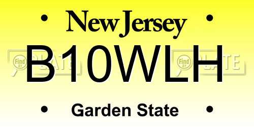 B10WLH New Jersey License Plate