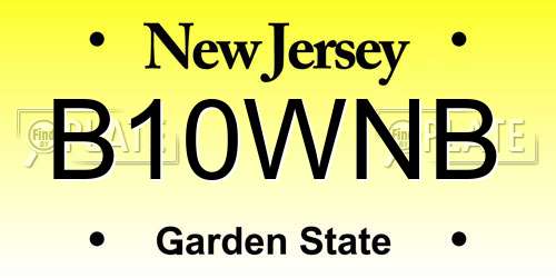 B10WNB New Jersey License Plate