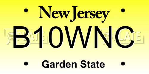 B10WNC New Jersey License Plate