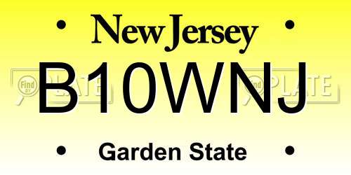 B10WNJ New Jersey License Plate