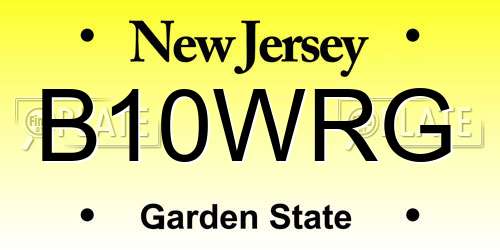 B10WRG New Jersey License Plate