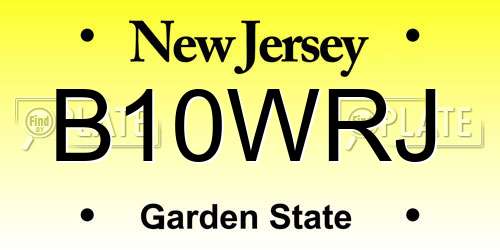 B10WRJ New Jersey License Plate